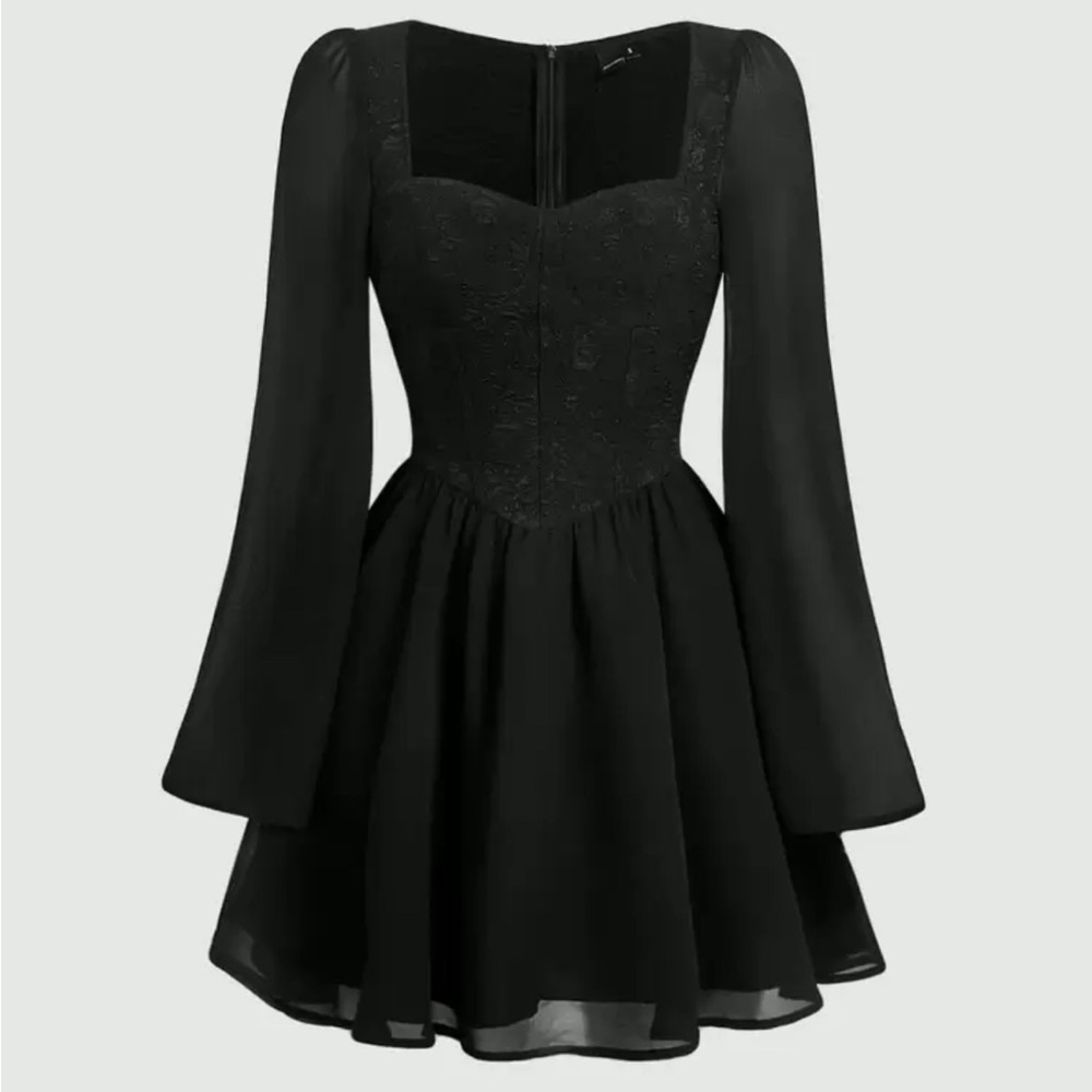 SHEIN MOD Sweetheart Neck Flounce Sleeve Dress